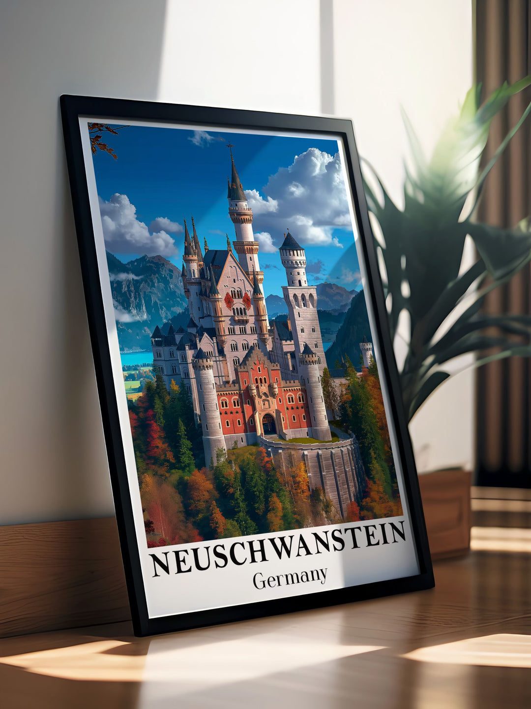 Neuschwanstein Castle gifts ideal for birthdays, anniversaries, and Christmas. This black and white design adds timeless charm and makes a thoughtful, elegant gift for loved ones.