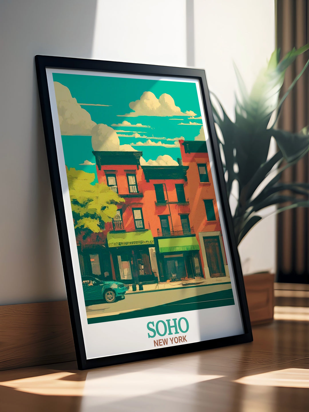 The detailed artistry of this poster print captures the heart of Sohos Green Street and the nearby London Palladium Theatre. Perfect for those who appreciate Londons cultural history, the travel print combines classic architecture with the vibrancy of the West Ends entertainment scene.