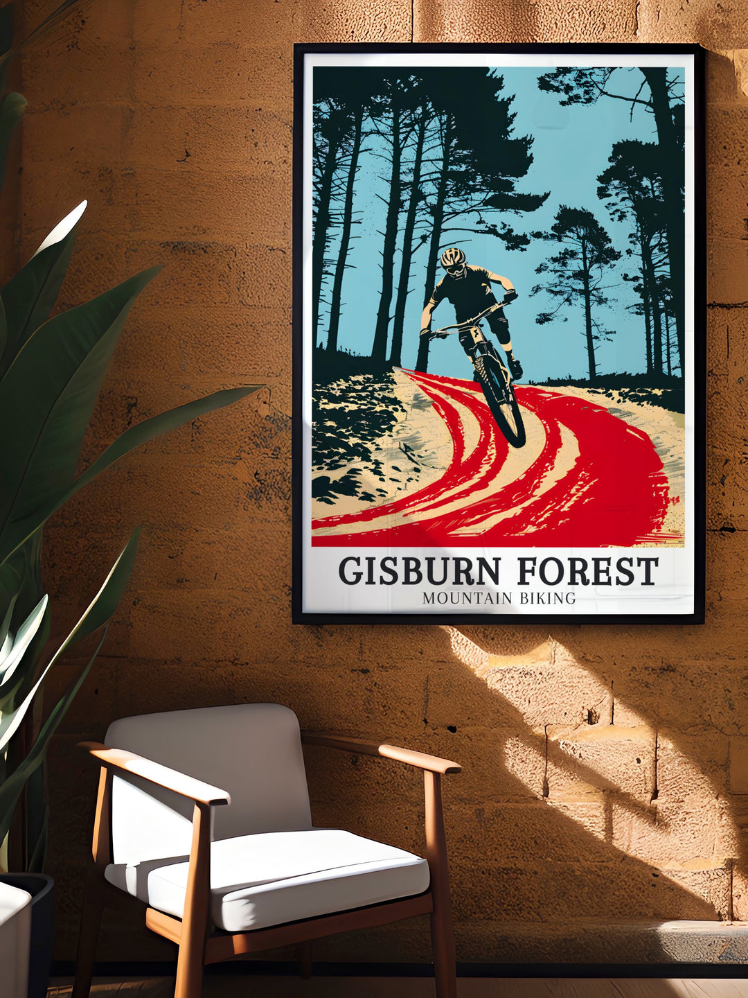 Bring the excitement of the outdoors into your home with this Gisburn Forest Hully Gully trail cycling wall art featuring bold colors and the rugged beauty of one of the most iconic MTB trails