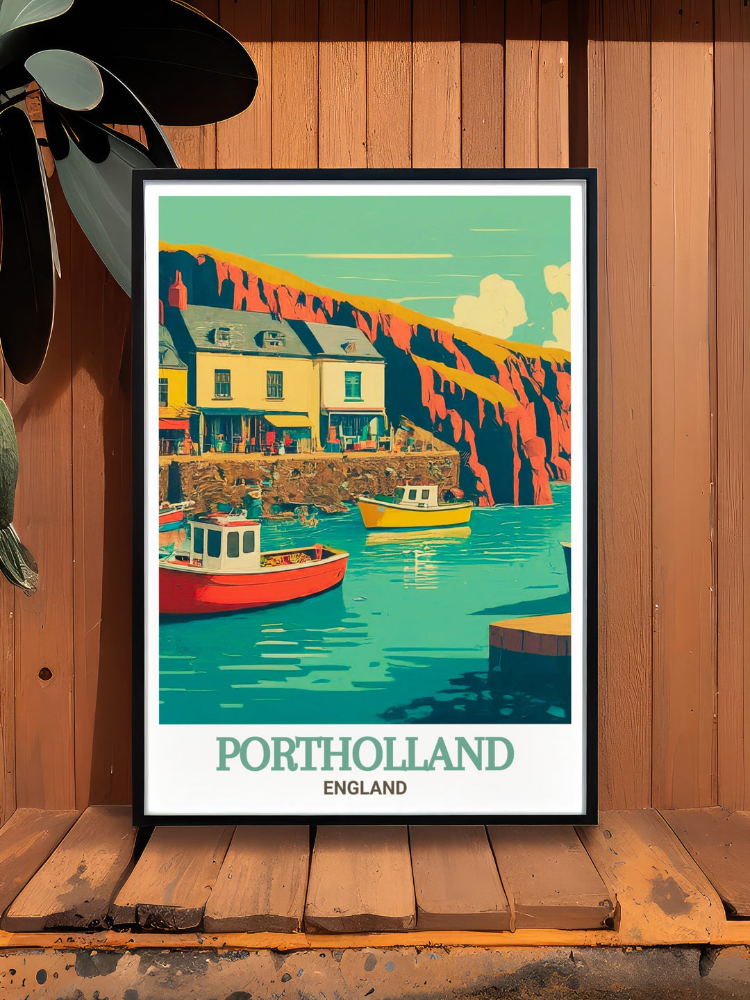 This travel poster beautifully illustrates the charm of Portholland and Portloe, celebrating the natural and architectural beauty of Cornwall. The vibrant colors and detailed depiction make this a standout piece for any coastal themed decor.