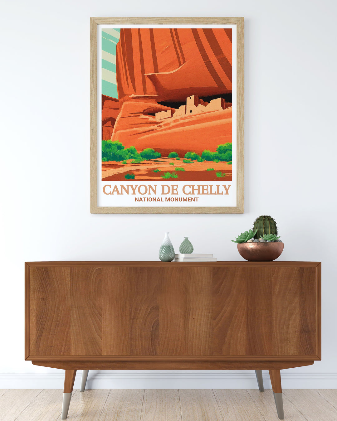 Experience the timeless beauty of Canyon de Chelly National Monument with this detailed art print, featuring the towering cliffs and the iconic White House Ruin. Perfect for adding a touch of Arizonas rugged landscape to your home decor.