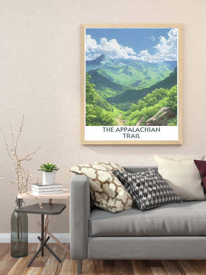 Panoramic print of the Great Smoky Mountains highlighting the diverse ecology and majestic scenery of the National Park.