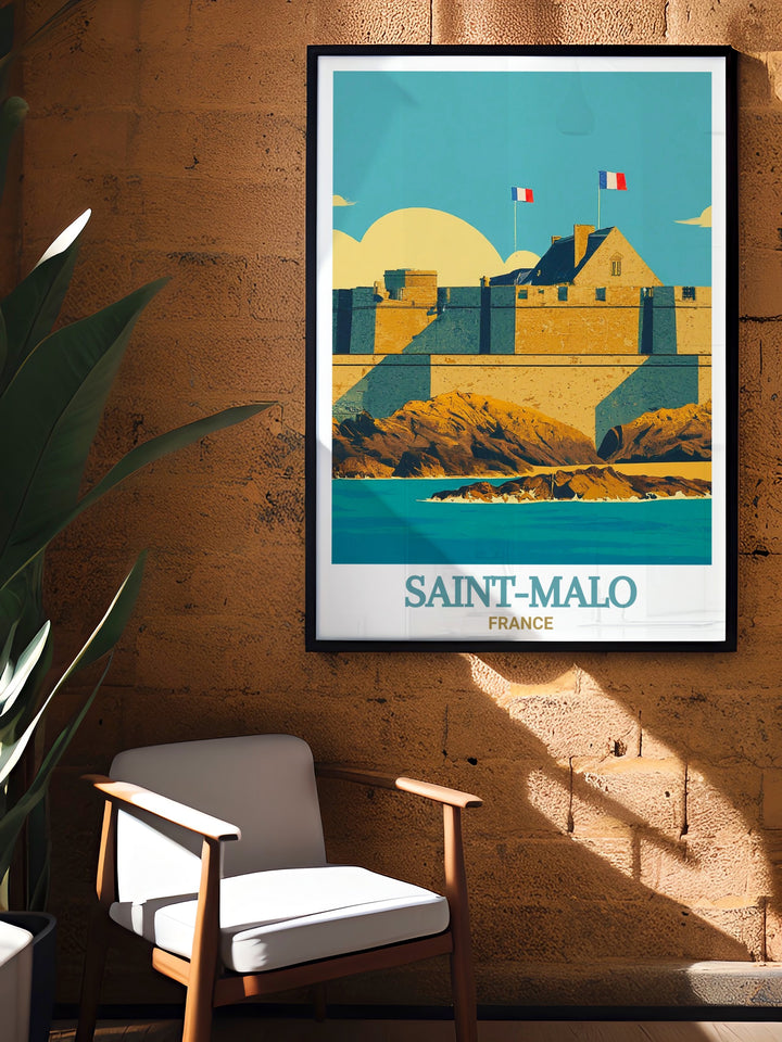 Our Saint Malo poster collection highlights the serene coastline and rich history of Fort National ideal for modern decor