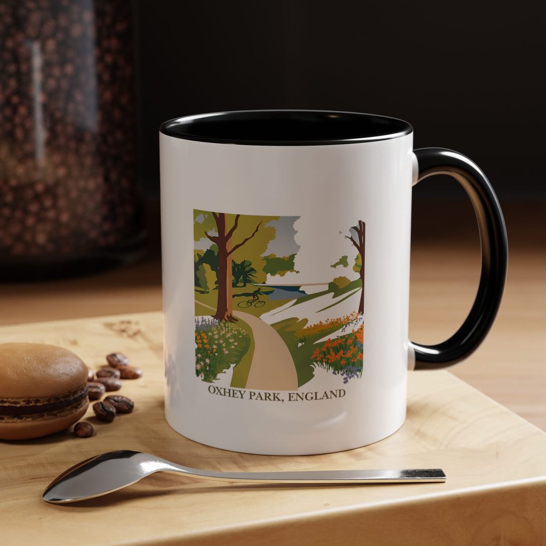 The Oxhey Park England mug captures the charm of the park’s tranquil environment. Ideal for enjoying a hot beverage, this ceramic mug features vibrant artwork of Oxhey Park and is dishwasher and microwave safe, adding elegance to your collection.