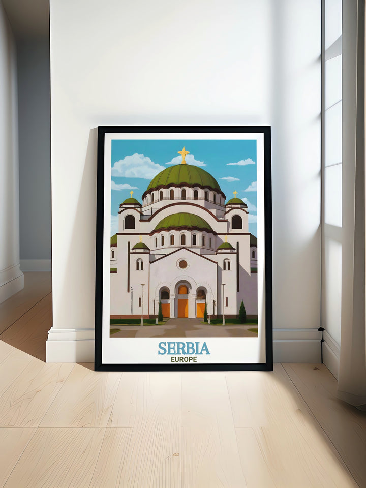 St. Sava Temple Modern prints showcasing the architectural beauty and spiritual significance of this iconic landmark perfect for elegant home decor and traveler gifts bringing a touch of Serbian heritage and culture into any living space