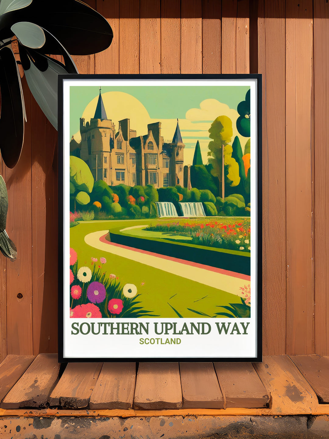 Castle Kennedy Gardens art print showcasing the scenic beauty of this notable landmark along the Southern Upland Way. This artwork highlights the gardens vibrant colors and tranquil ambiance, making it a perfect addition to any space that seeks to evoke the spirit of Scotland.