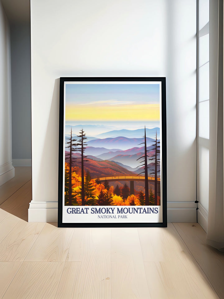 Celebrate the natural wonder of the Smoky Mountains with this Clingmans Dome canvas print. The misty mountain range and serene views make this artwork a beautiful reminder of the great outdoors.