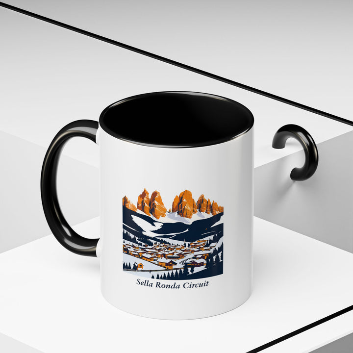 Enjoy the spirit of the Dolomites with this Sella Ronda Circuit mug. Featuring vibrant artwork of the iconic ski route, it is perfect for skiing enthusiasts and nature lovers. Practical for daily use and a great gift for anyone who loves mountain adventures.