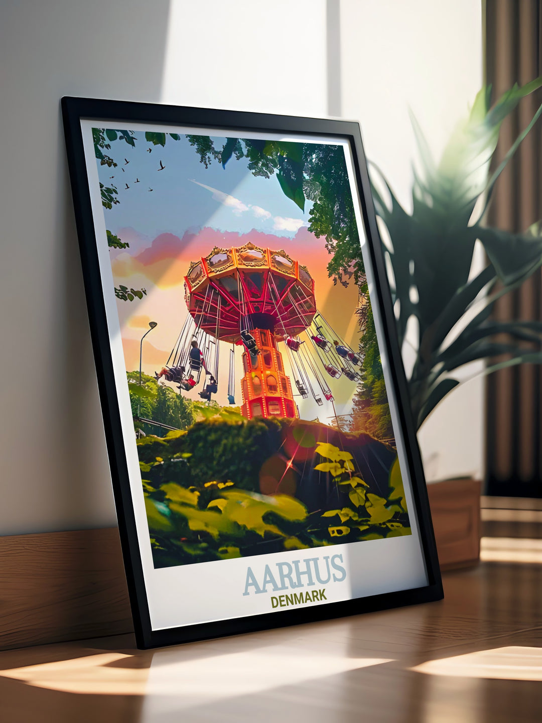 Enhance your space with Tivoli Friheden artwork. This Aarhus poster is perfect for those who appreciate the charm of amusement parks and Aarhus travel. It makes an excellent Aarhus gift and adds a touch of Danish whimsy to any room.