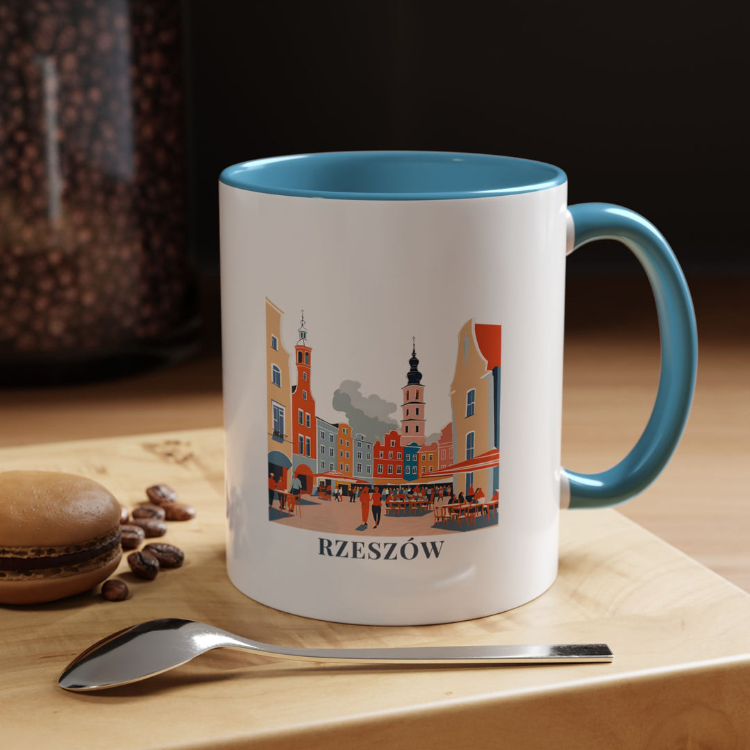 Celebrate the charm of Rzeszów Poland with this elegant ceramic mug. Featuring detailed designs inspired by the city's iconic landmarks and vibrant culture, it is dishwasher safe and microwave friendly, ideal for daily use or as a thoughtful gift for enthusiasts.