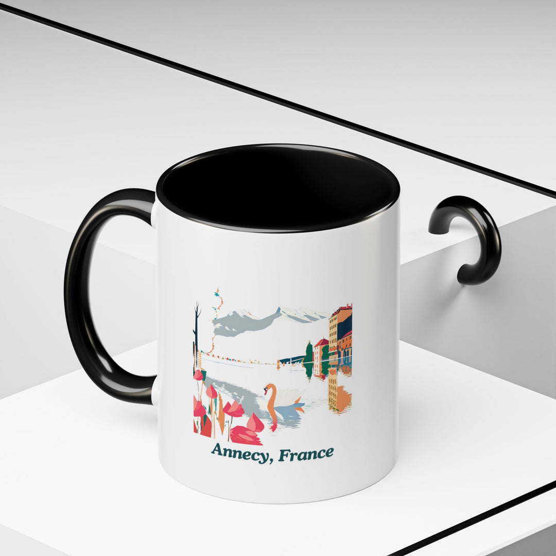 This Annecy France mug showcases stunning artwork inspired by the town’s breathtaking landscapes. Dishwasher-safe and durable, it is perfect for daily use or as a special gift for fans of Annecy or French culture.