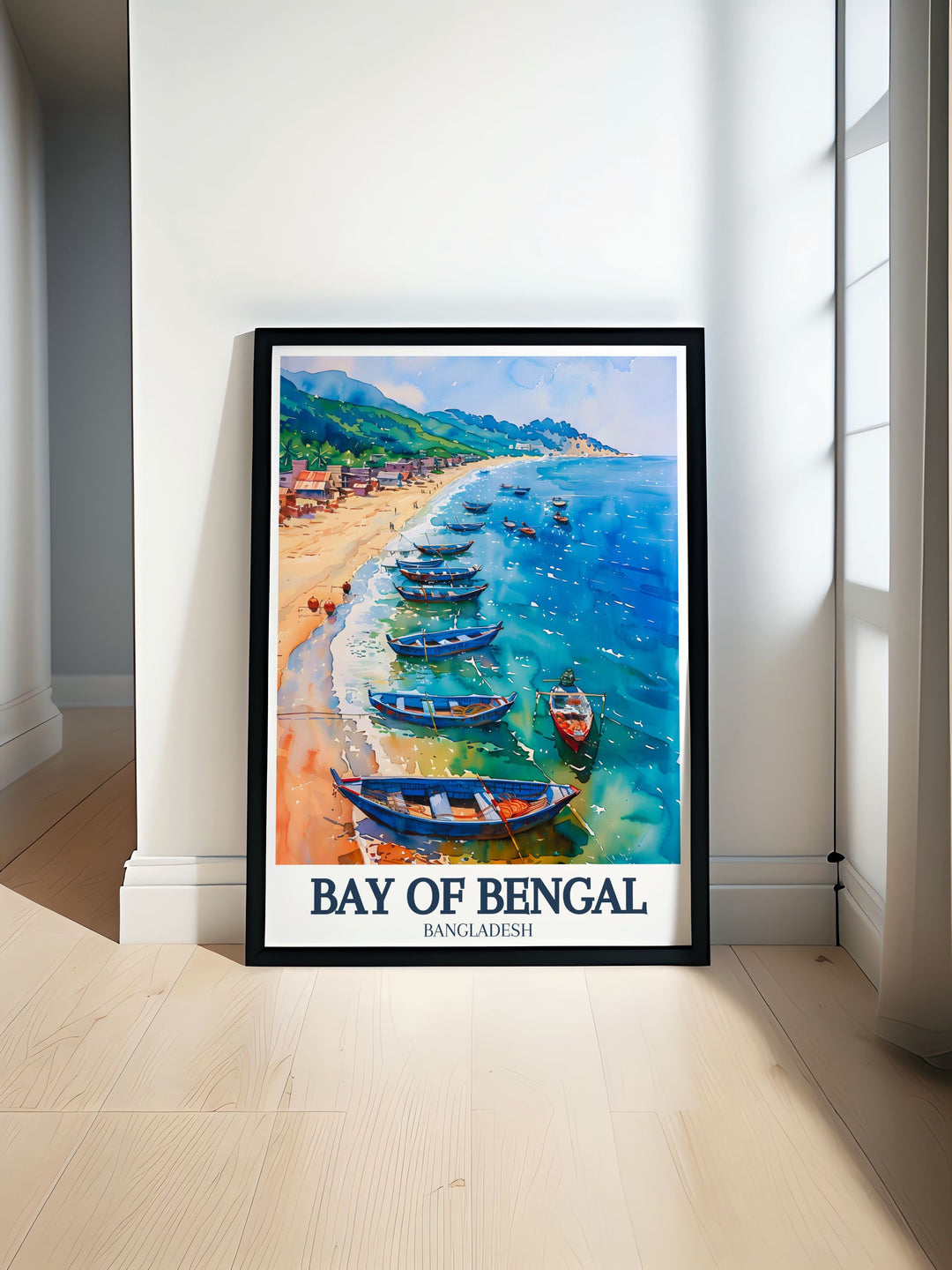 Vibrant Buriganga river, Dhaka, Bay of Bengal colorful art print capturing the lively spirit of the river and cityscape perfect for adding cultural richness and color to your home decor.