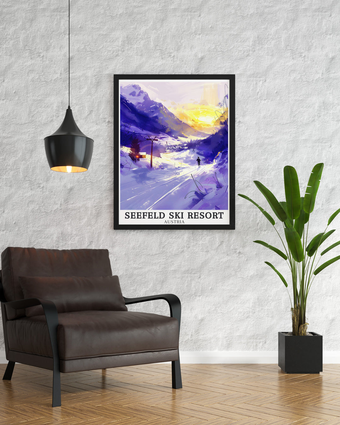 Bring the beauty of Tyrol Austria into your home with this Seefeld Ski Resort Poster Print. Featuring Karwendel mountains and Bergbahnen Rosshutte this wall art is perfect for snowboarding fans and ski lovers.