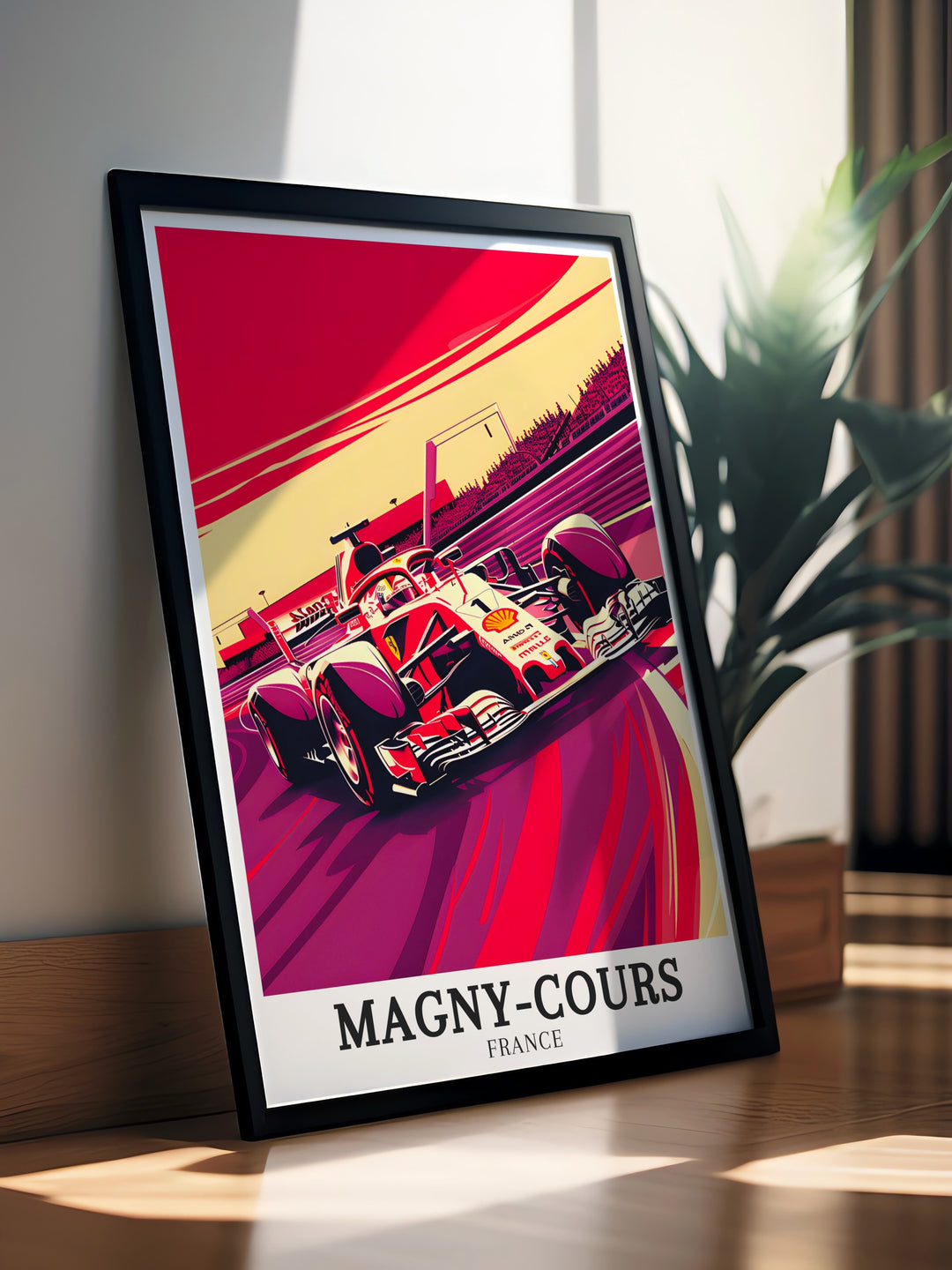 Celebrate the thrill of French motorsport with this travel poster of Magny Cours, featuring the Circuit de Nevers Magny Cours and the famous Adelaide Hairpin. This dynamic artwork is a perfect gift for fans of speed, precision, and racing history.