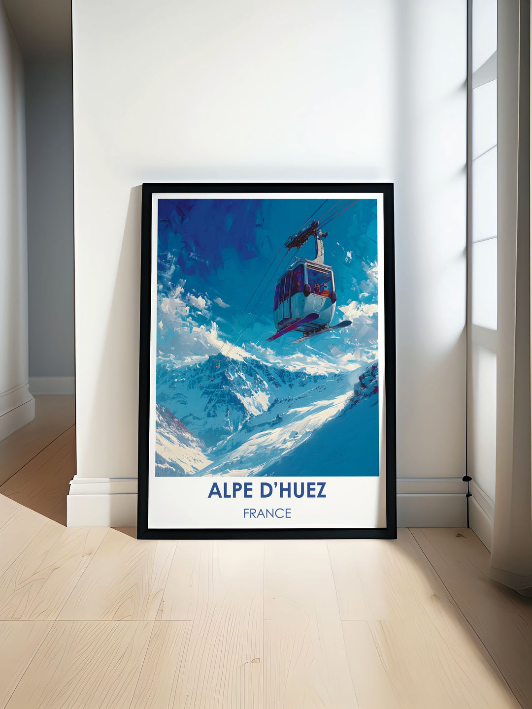 Modern wall decor featuring the elegant slopes of Alpe dHuez, ideal for adding a contemporary alpine touch to any living space.