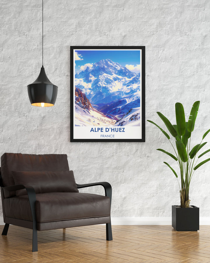Canvas art of Pic Blanc in winter, highlighting the pristine snow and vast ski slopes, perfect for any lover of skiing or mountain landscapes.