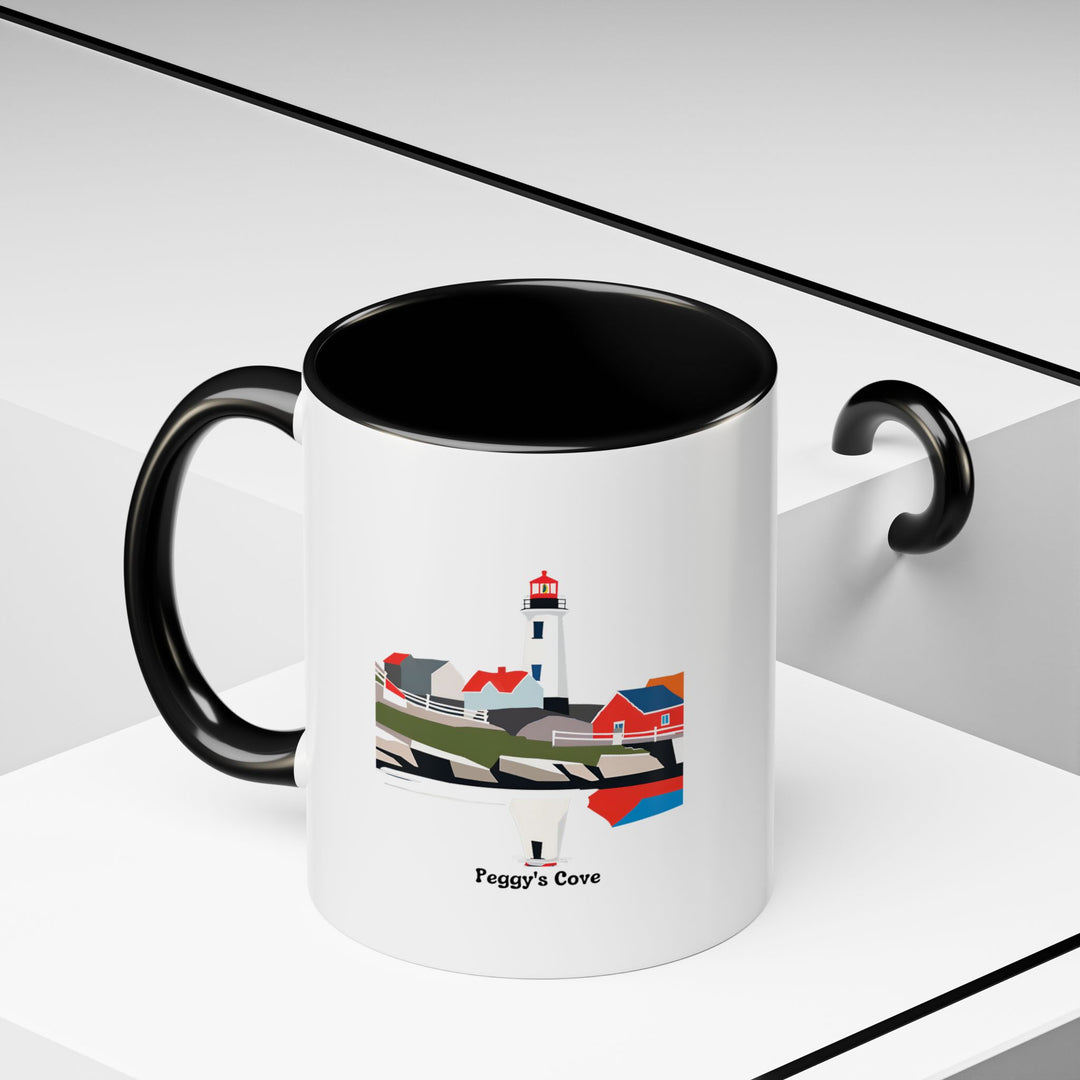 Celebrate the stunning views of Peggy's Cove with this ceramic mug featuring the iconic lighthouse. It is both microwave-safe and dishwasher-safe, perfect for enjoying your favorite beverages.