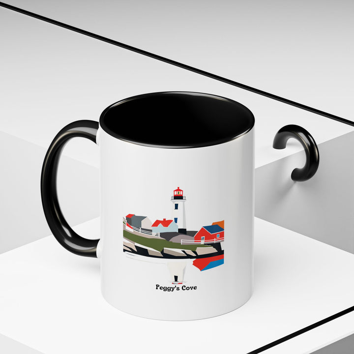 Celebrate the stunning views of Peggy's Cove with this ceramic mug featuring the iconic lighthouse. It is both microwave-safe and dishwasher-safe, perfect for enjoying your favorite beverages.