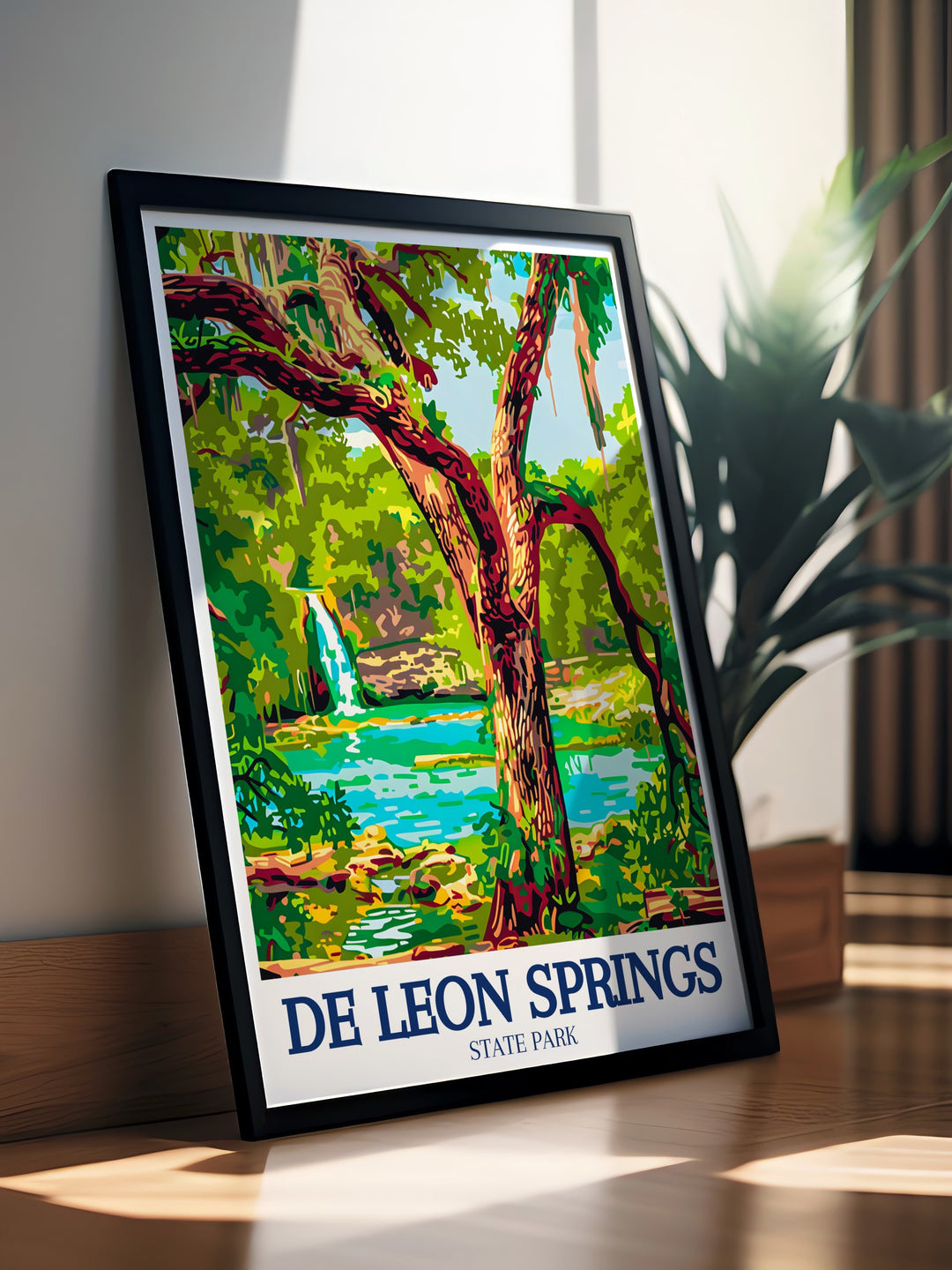 Volusia County Canvas Art featuring a stunning view of De Leon Springs and the surrounding areas, highlighting the vibrant greenery and pristine waters that define this part of Florida. This canvas art brings the rich natural heritage of Volusia County into your home, offering a beautiful reminder of the states diverse ecosystems.