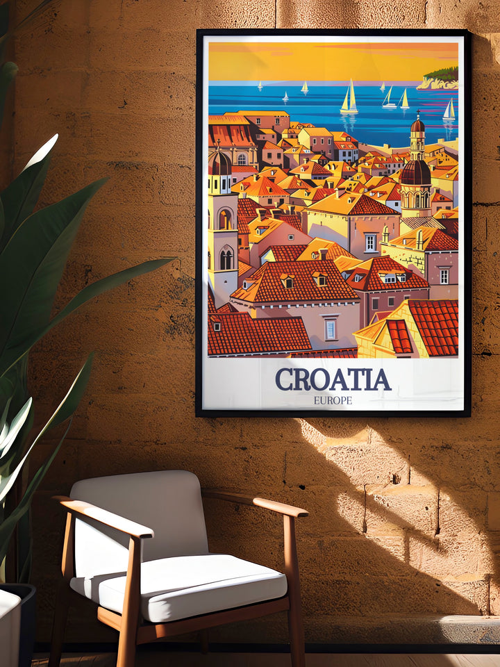 Capture the allure of Croatia with Dubrovnik Old Town Adriatic Sea modern art featuring breathtaking views of the historic city and stunning sea making it an ideal addition to any home decor collection or a special gift for a loved one