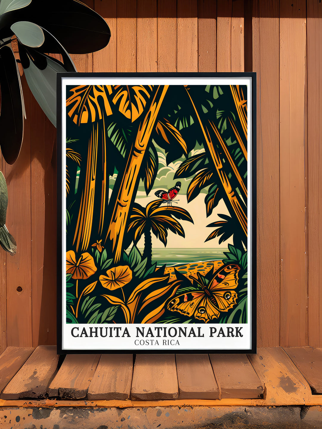 Cahuita Art Print presents the peaceful beauty of Cahuita National Park, with its coral reefs, white sand beaches, and diverse ecosystems. Ideal for nature enthusiasts, this print adds a touch of Costa Rican elegance to any room.