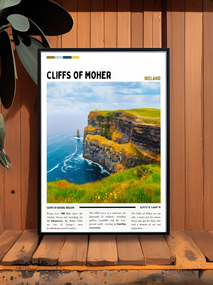 Stunning Moher Cliffs Decor featuring the breathtaking scenery of the Cliffs of Moher a timeless piece for any room capturing the majestic landscape of Irelands rugged coastline