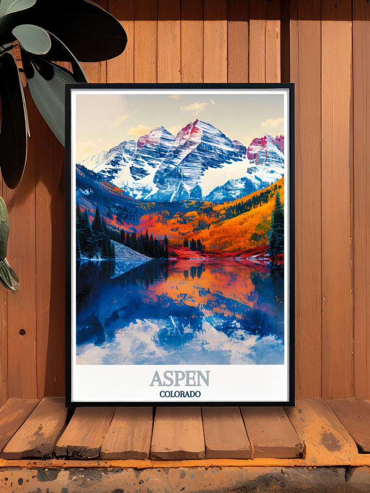 The natural splendor of the Rocky Mountains is showcased in this art print, capturing the serene and dramatic landscapes that make Colorado a top destination for outdoor enthusiasts.