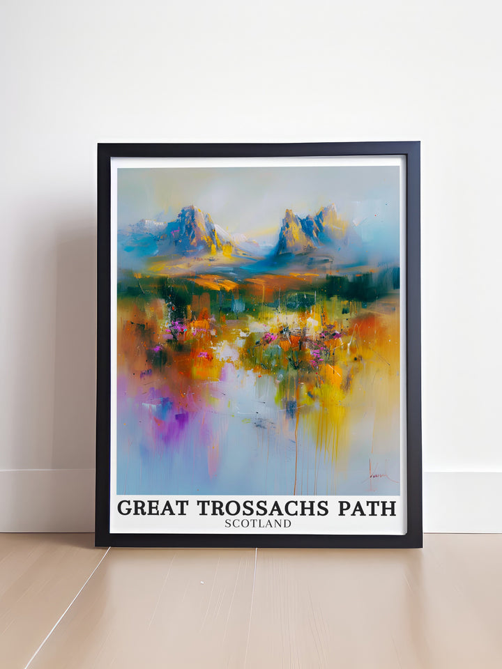 Trossachs mountains captivating views. Featuring detailed illustrations of the Trossachs mountains and the Great Trossachs Path, these prints capture the essence of Scotlands natural beauty. Perfect for adding a touch of the great outdoors to your home.