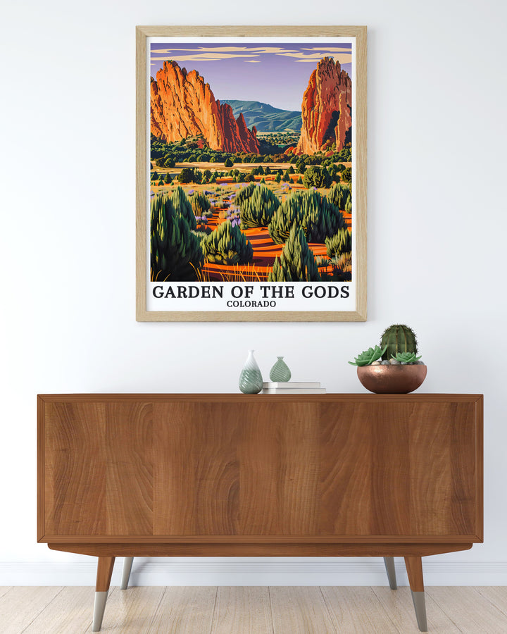 North Gateway Rock Colorado Springs Park Artwork and Gardens Gods Decor showcasing Colorados striking rock formations perfect for adding a focal point to your living room or creating a serene atmosphere in any space.