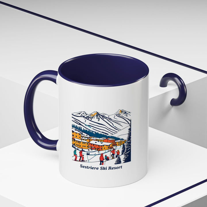 The Sestriere Ski Resort Mug is a beautifully crafted ceramic mug celebrating Sestriere’s iconic ski slopes with intricate designs. Dishwasher safe and practical, it is a perfect gift or addition to any collection.