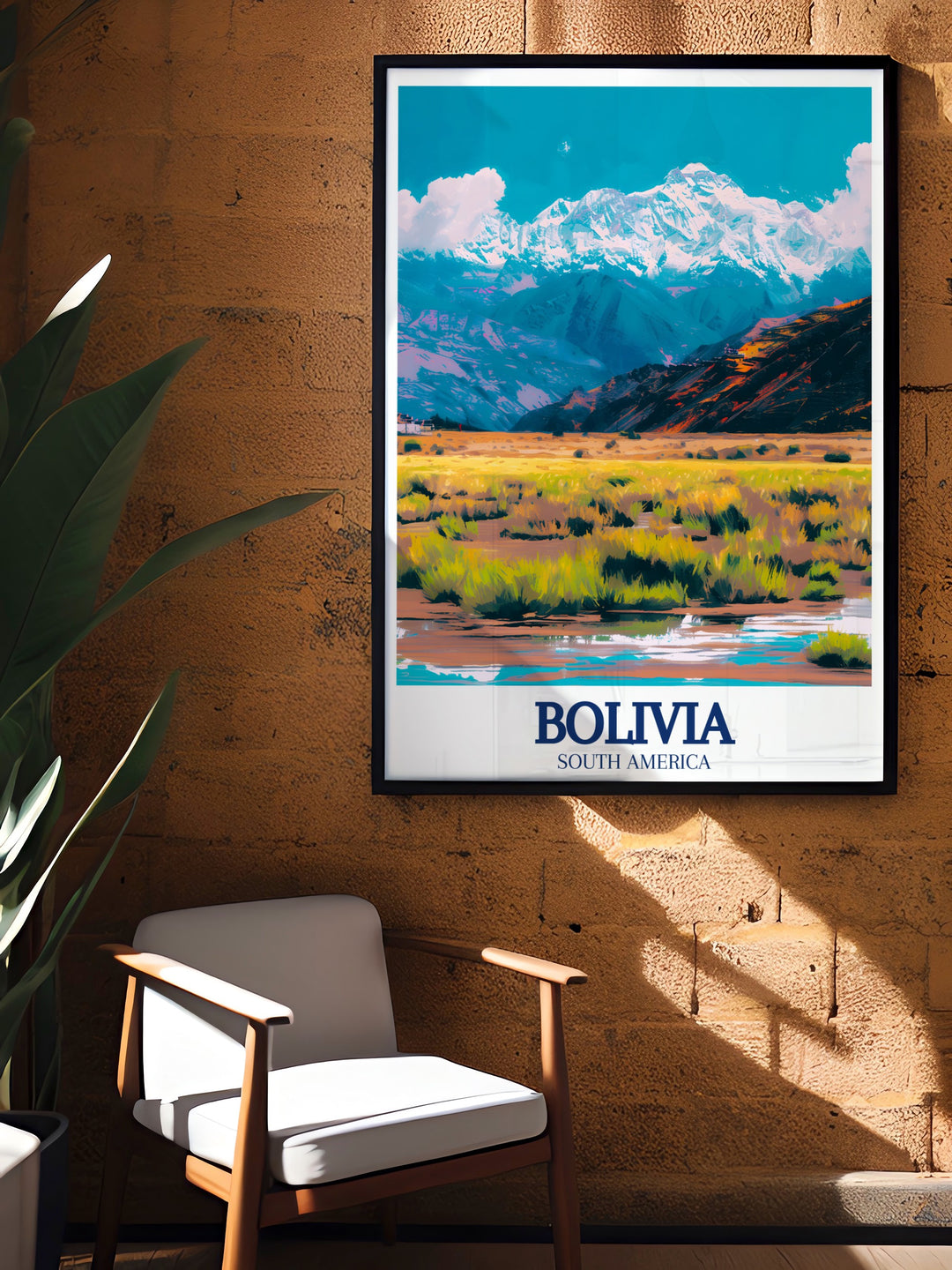 Transform your home with Bolivia wall art depicting the Altiplano plateau and Cordillera Real mountain range adding a touch of adventure and sophistication to any room