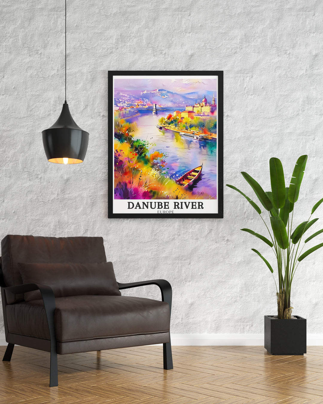 This Danube River art print with Budapest Castle Budapest showcases the iconic landmarks of Europe. Perfect for travel lovers and history enthusiasts. The artwork adds sophistication to any room with its detailed depiction of the majestic castle by the river.