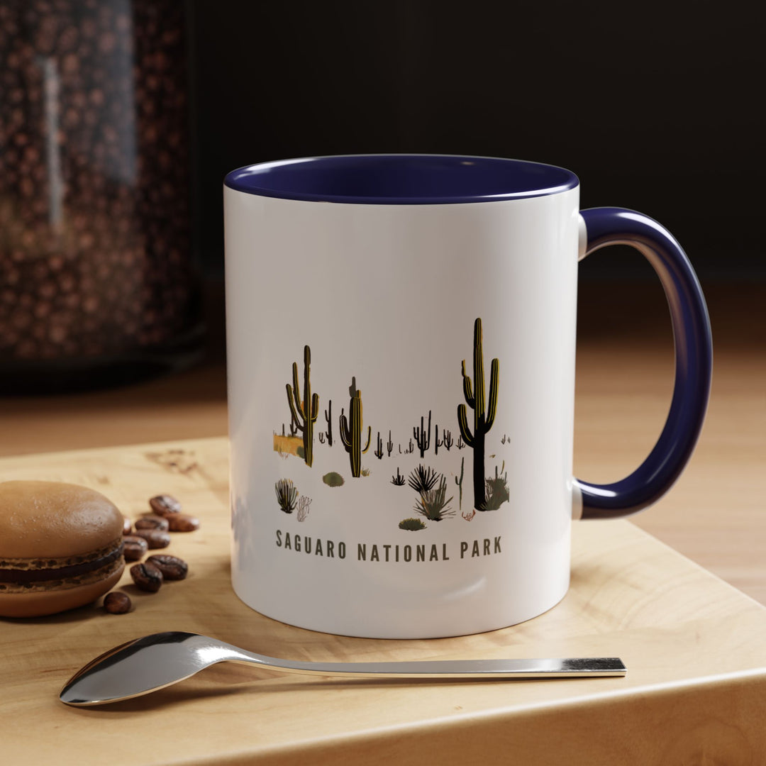 This Saguaro National Park mug captures the essence of the desert with detailed artwork of saguaro cacti and rugged landscapes. Durable and microwave safe, it is perfect for coffee or tea lovers who appreciate unique designs. An excellent gift for travelers and art lovers alike.