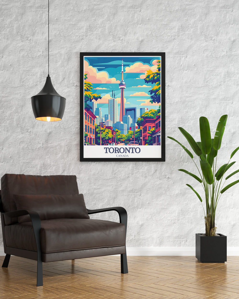 Torontos bustling downtown streets and the towering CN Tower are beautifully captured in this travel print, offering a stunning view of Canadas most iconic city. This framed art piece is ideal for those who love cityscapes and want to bring the beauty of Toronto into their space.