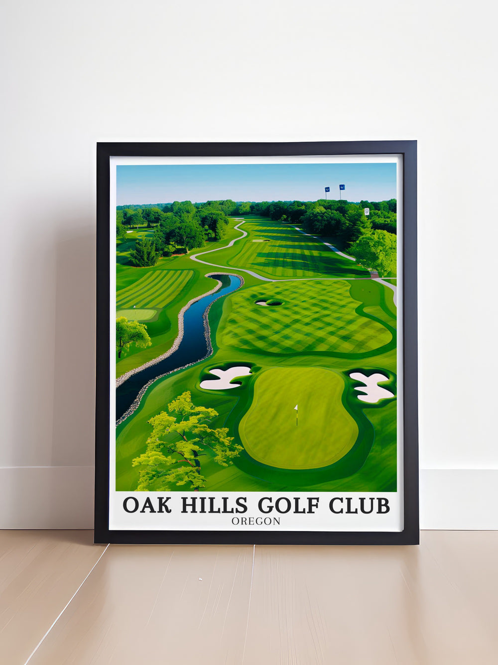 Celebrate your love for golf with this vibrant Oak Hills poster. Depicting the natural beauty of one of Douglas Countys best 18 hole courses, this artwork is perfect for decorating a golfers den, office, or living room.