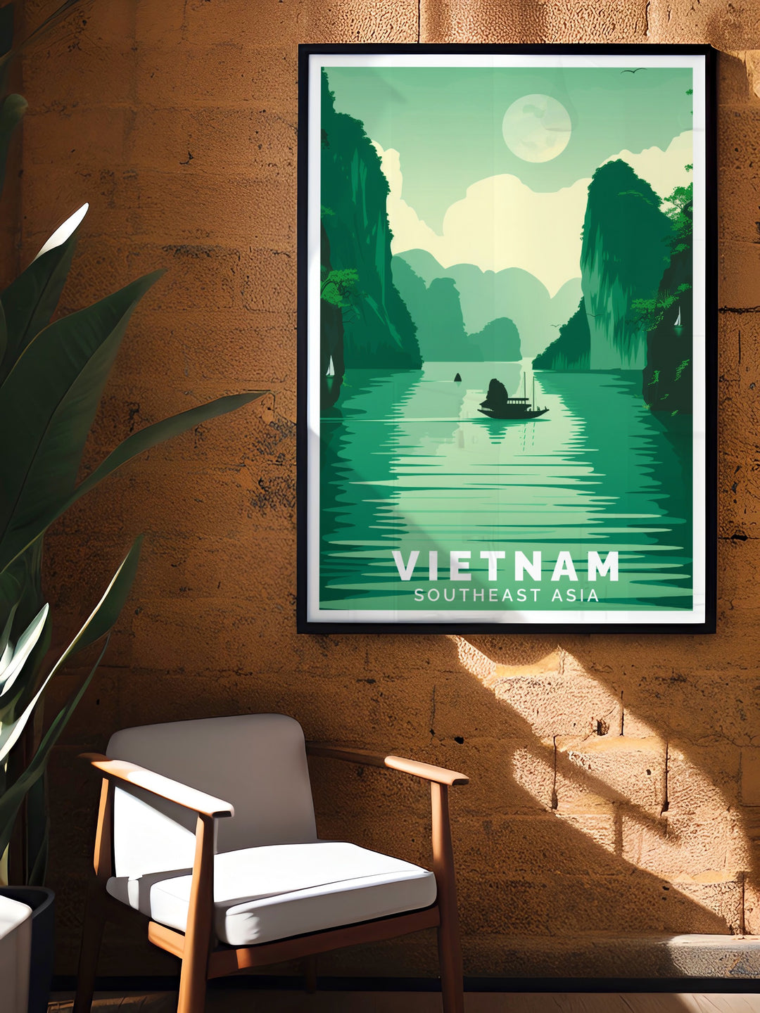 Vietnam Travel Print capturing the cultural and natural wonders of both Ha Long Bay and Hanoi. A perfect gift for travelers or art lovers, this print offers a blend of history, culture, and breathtaking scenery for any space.