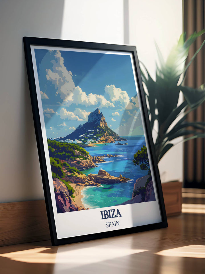 Ibiza Spain Print featuring the famous Ocean Beach Club and the mystical Es Vedra Digital capturing the dual essence of Ibizas energetic club life and enchanting natural beauty perfect for any room