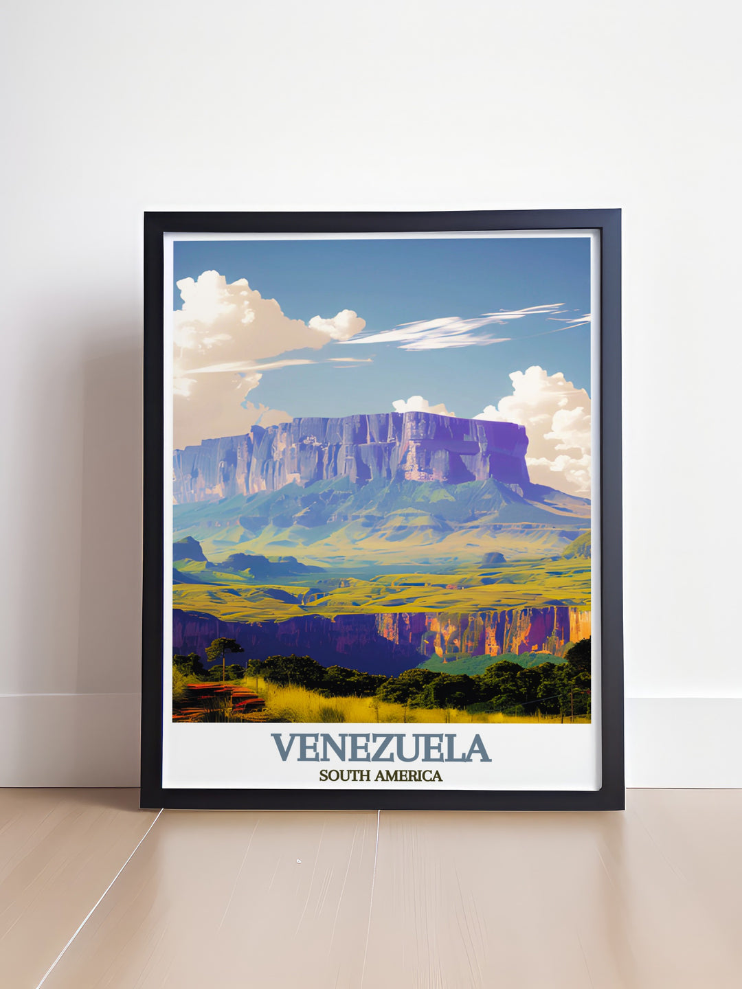 Mount Roraima wall art paired with an Angel Falls painting offers a striking combination of Venezuelas most iconic natural wonders perfect for adding elegance and inspiration to any space or as a thoughtful gift for travelers and explorers