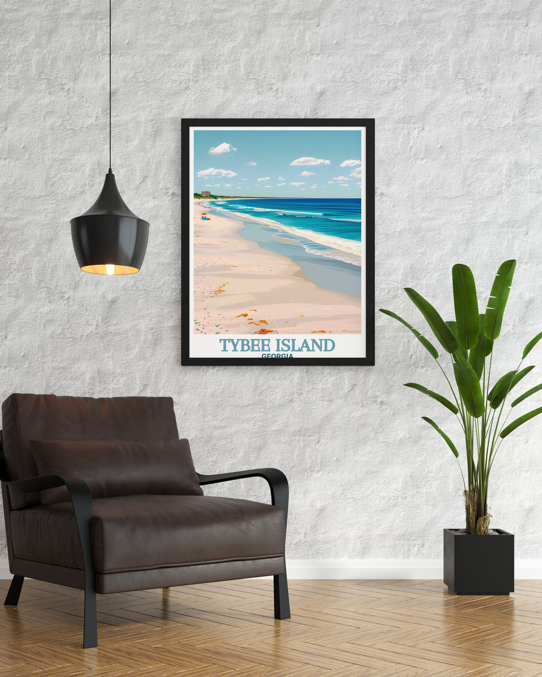 Elegant Tybee Island Poster showcasing Tybee Island Beach with intricate details making it a timeless piece of art for any living room or bedroom adding sophistication to your home.