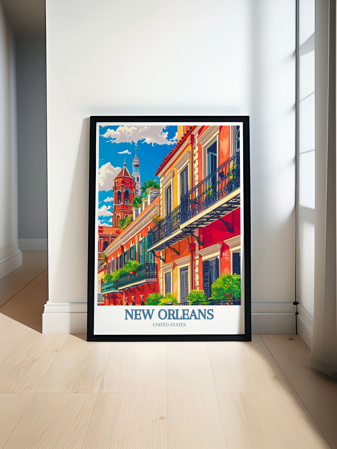 Elegant New Orleans French Quarter art featuring the iconic St. Louis Cathedral with intricate details perfect for home decor.