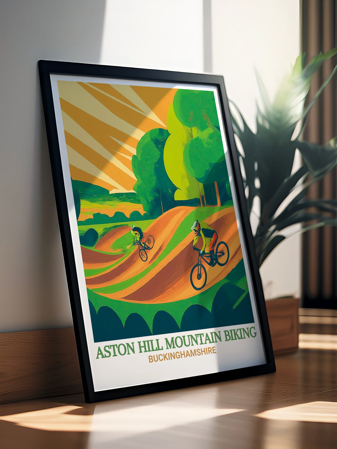 Chiltern Hills AONB Mountain Biking Art print featuring Aston Hill MTB and Wendover Poster perfect for lovers of outdoor adventure includes 4X Track modern prints and framed prints ideal for stunning living room wall decor and elegant home decor