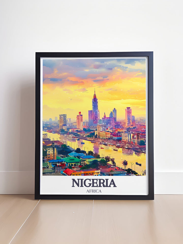 Celebrate the beauty of Lagos and Victoria Island with this Nigeria city map poster perfect for travel enthusiasts and art lovers looking to add a sophisticated and modern touch to their living spaces.