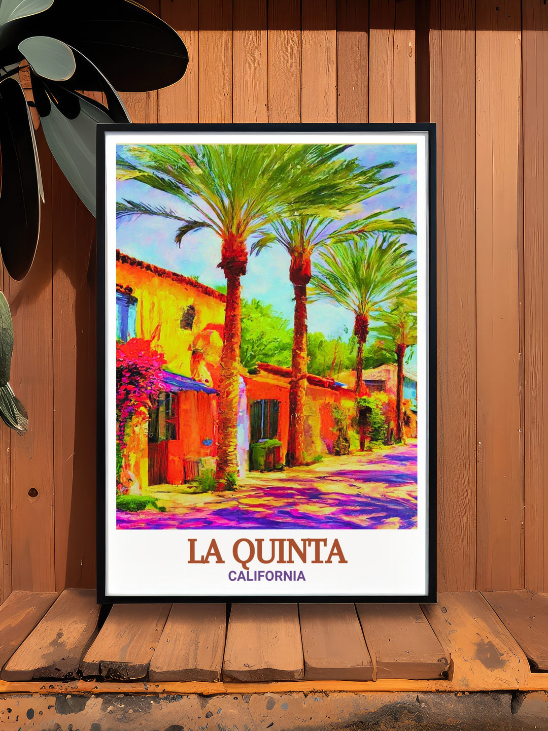 Old Town La Quinta framed art, showcasing Californias unique architecture and vibrant community life. This travel print is the perfect addition to any room, blending cultural history with modern aesthetics. Bring a piece of the California desert into your home with this stunning wall art.