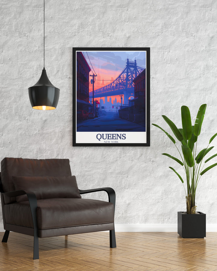 Perfect wall decor with Queensboro Bridge East River modern art print capturing the vibrant cityscape and tranquil river scene ideal for adding a touch of urban elegance to your home