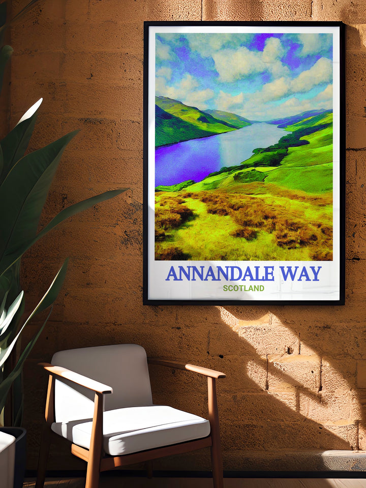 Elegant home decor featuring Annandale Way and St. Marys Loch Modern Prints a stunning portrayal of Scotlands landscapes ideal for creating a nature inspired living room or a thoughtful gift for a hiking enthusiast