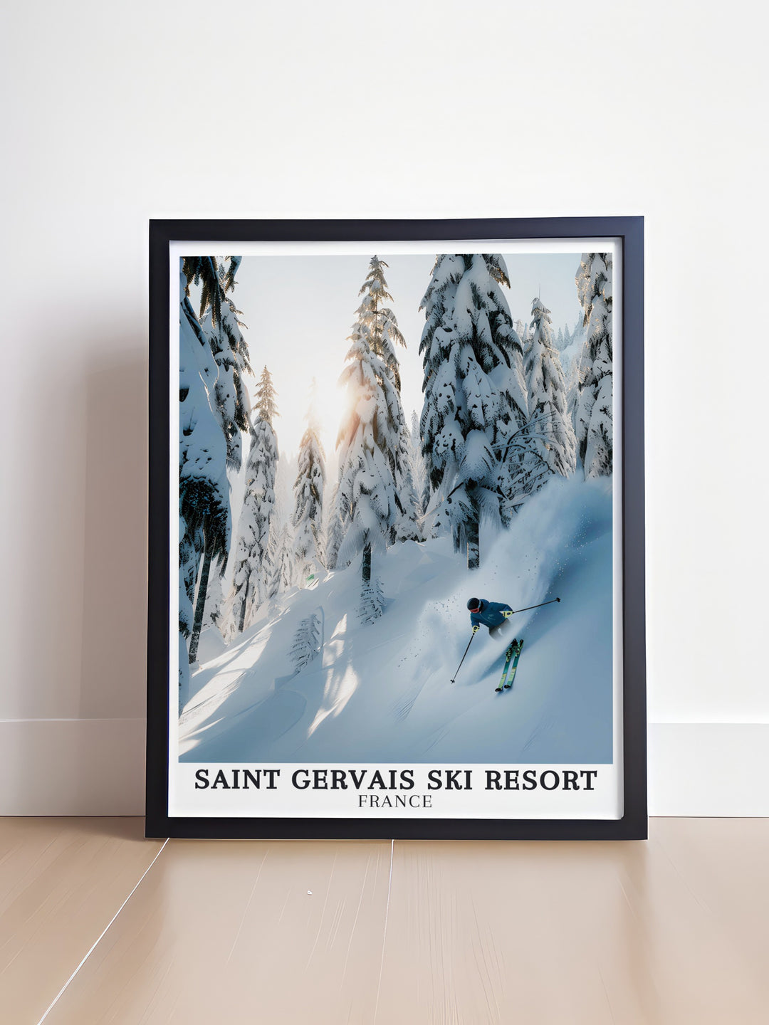 A canvas art piece featuring the Les Houches ski area, known for its stunning views of Mont Blanc. This print is a great way to bring the excitement of the slopes into your living space, perfect for ski enthusiasts and nature lovers alike.