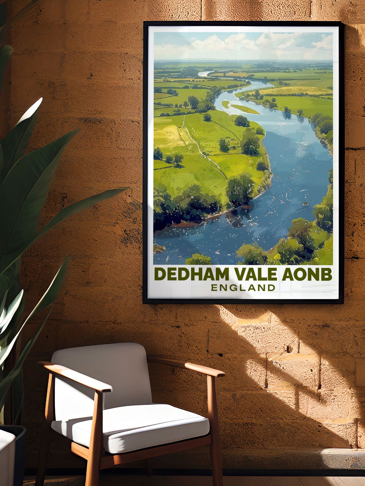 Custom print featuring unique perspectives of Dedham, capturing the pastoral beauty and historical significance of Englands countryside.
