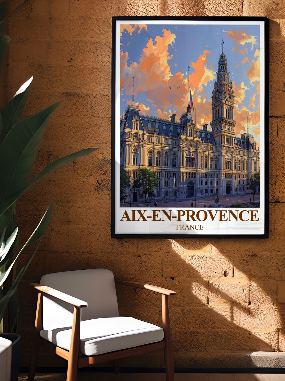 This Hôtel de Ville travel print captures the beauty of Aix en Provence, highlighting its elegant architecture and timeless charm. A great gift for lovers of French travel and culture, this poster brings the spirit of Provence into any space.