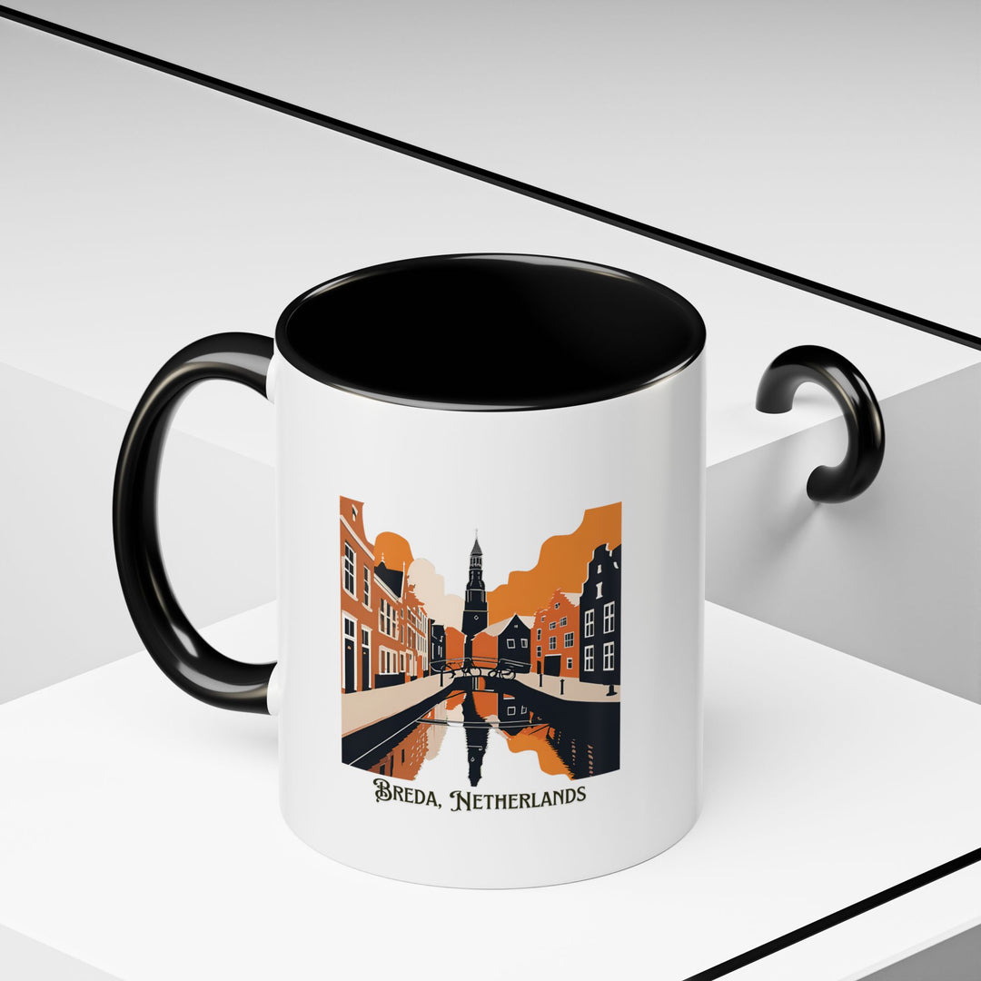 This Netherlands mug combines practicality and artistic craftsmanship, showcasing intricate designs inspired by Breda’s cultural richness. Crafted from ceramic and dishwasher-safe, it is ideal for daily use or as a gift.