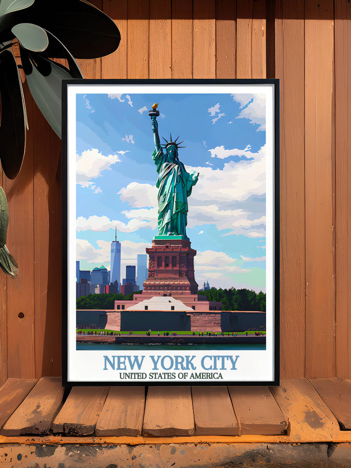 New York wall art with Statue of Liberty watercolour capturing the essence of the citys iconic skyline and urban landscape